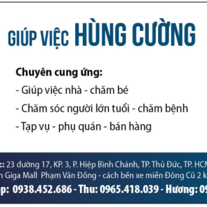 Công Ty Giúp Việc Hùng Cường Tuyển Dụng.