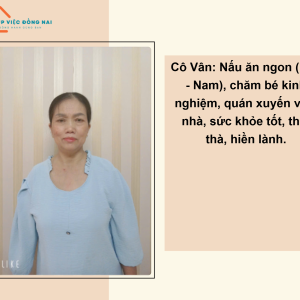 Chị NGUYỄN THỊ VÂN, sinh năm 1972, quê Nghệ An cần tìm việc