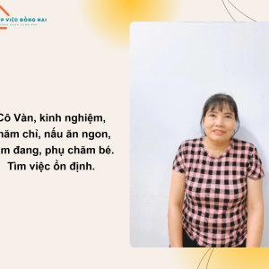 Chị Nguyễn Thị Vàn, Sinh Năm 1973, Quê Đồng Nai Cần Tìm Việc