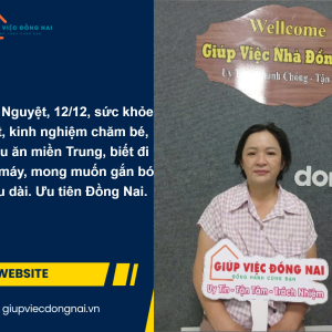 Chị Tống Thị Thanh Nguyệt, Sinh Năm 1971, Quê Đồng Nai Cần Tìm Việc